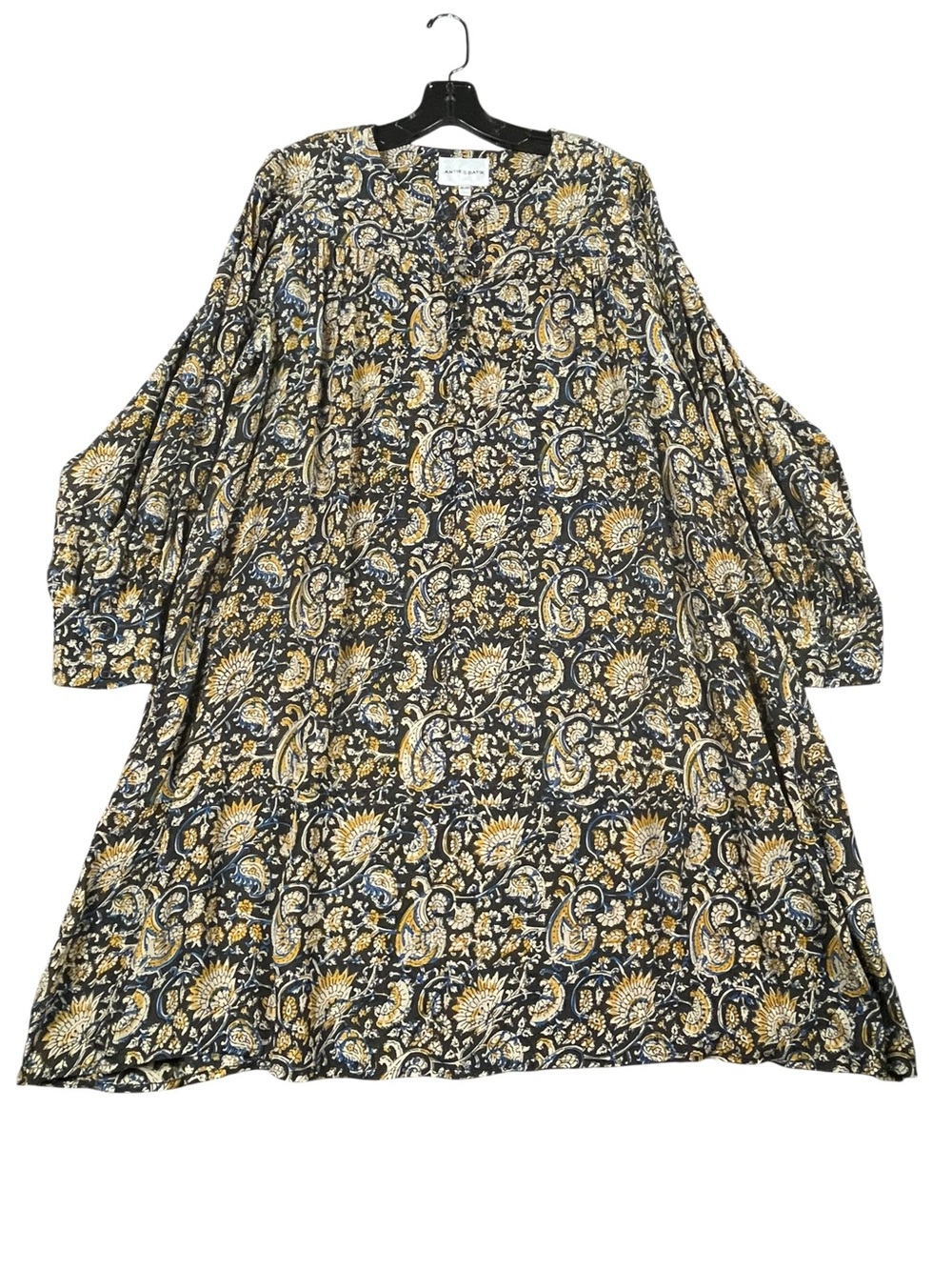Antik Batik Khero Boho Peasant Feminine Paisley Vacation Dress -Sz M (40)